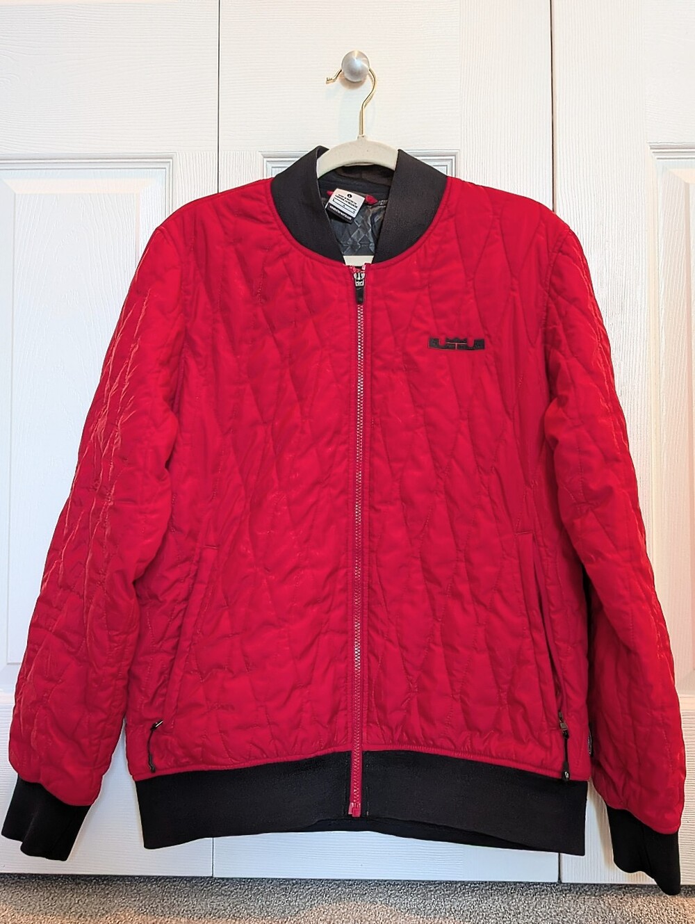 Nike Quilted Bomber Jacket in Red & Black